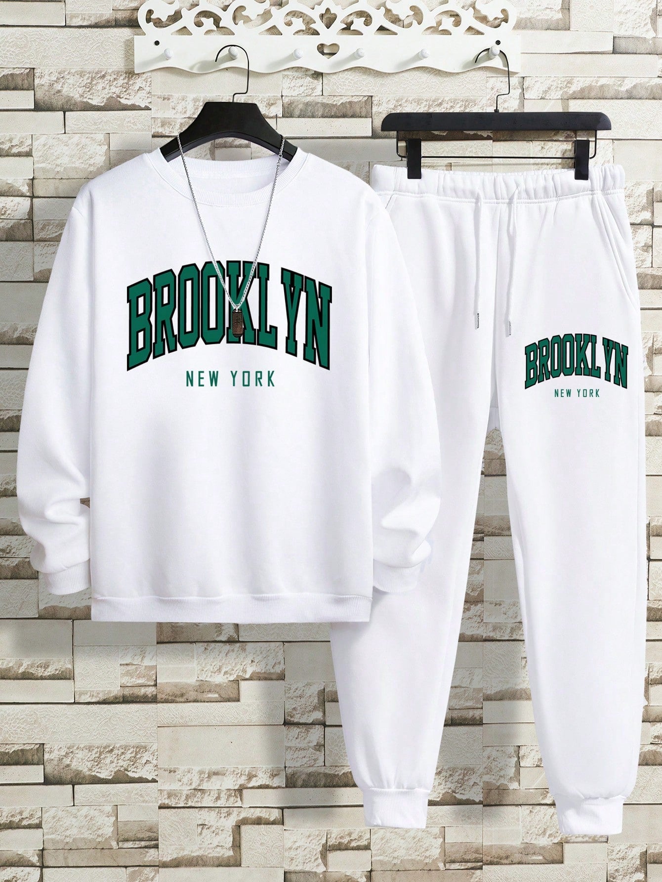 Men's Casual Letter Printed Sweatshirt And Sweatpants Set