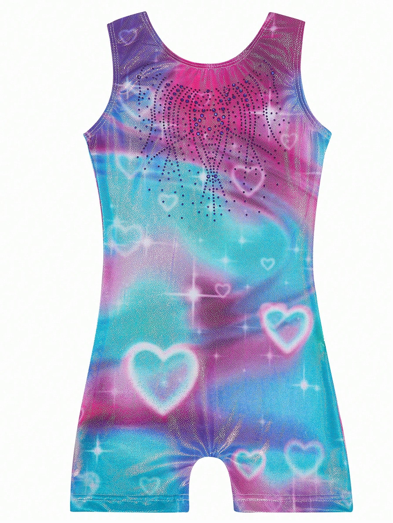 Young Girl Gymnastics Leotard, Sleeveless Rhinestone Romper