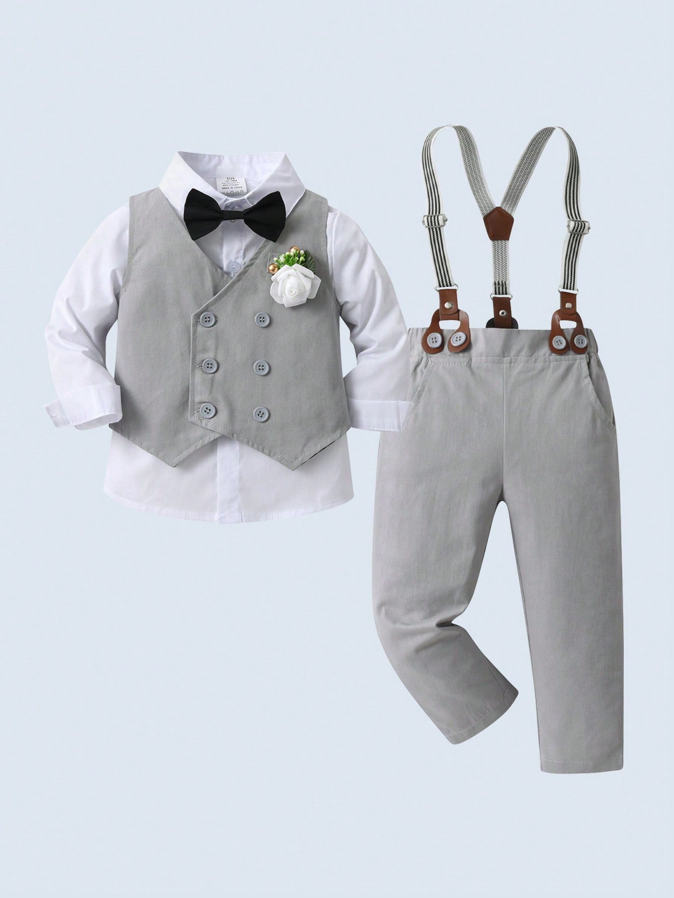 Young Boy 3pcs/Set Gentleman Suit, Long Sleeve Shirt, Vest And Pants, Suitable For Birthday Party, Evening Party, Wedding, Anniversary And First Birthday Celebration