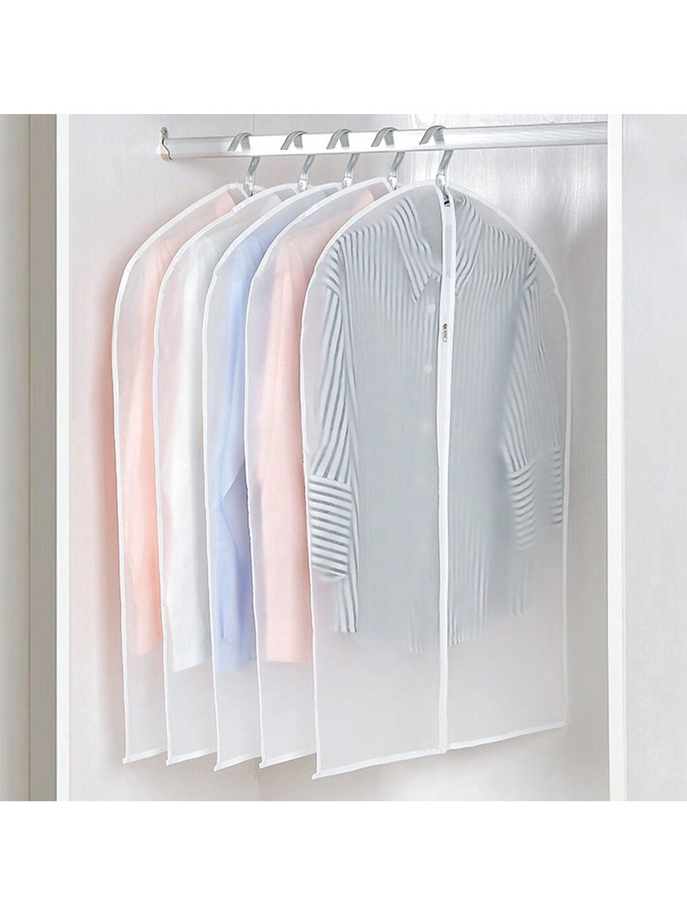 2/5Pcs 40"X24" Clothes Dustproof Cover Storage Bags, Plastic Garment Bags For Hanging Clothes With Zipper, Suitable For Dresses, Coats, Wardrobe Closet