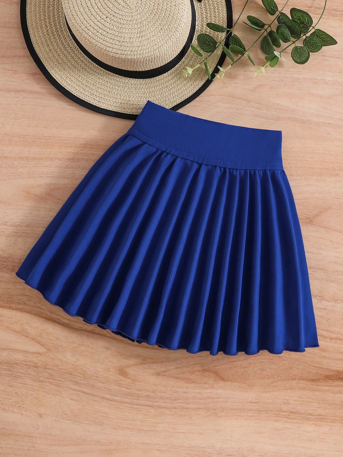 Young Girl Solid Pleated Skirt