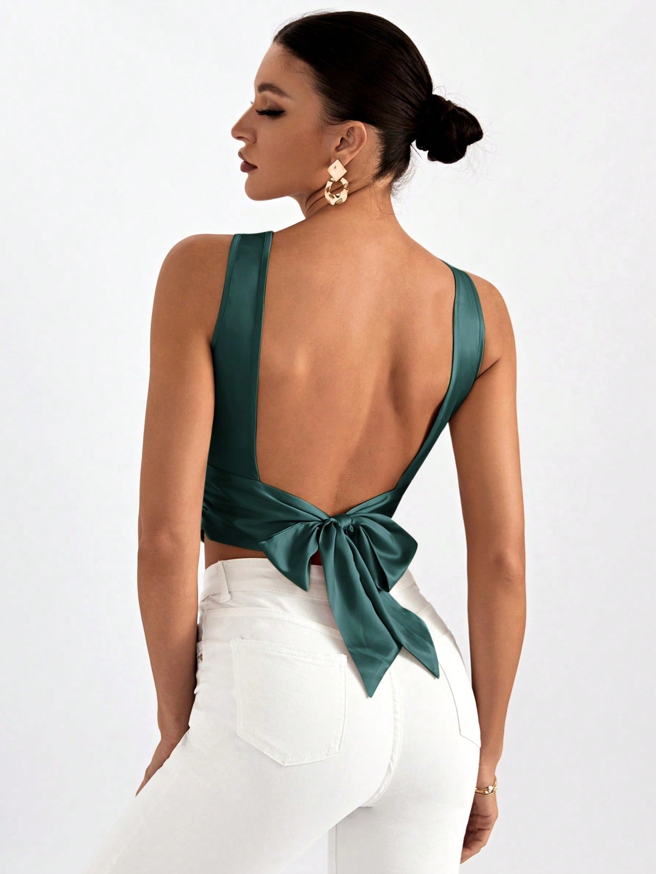 Tie Backless Crop Sleeveless Going Out Blouse