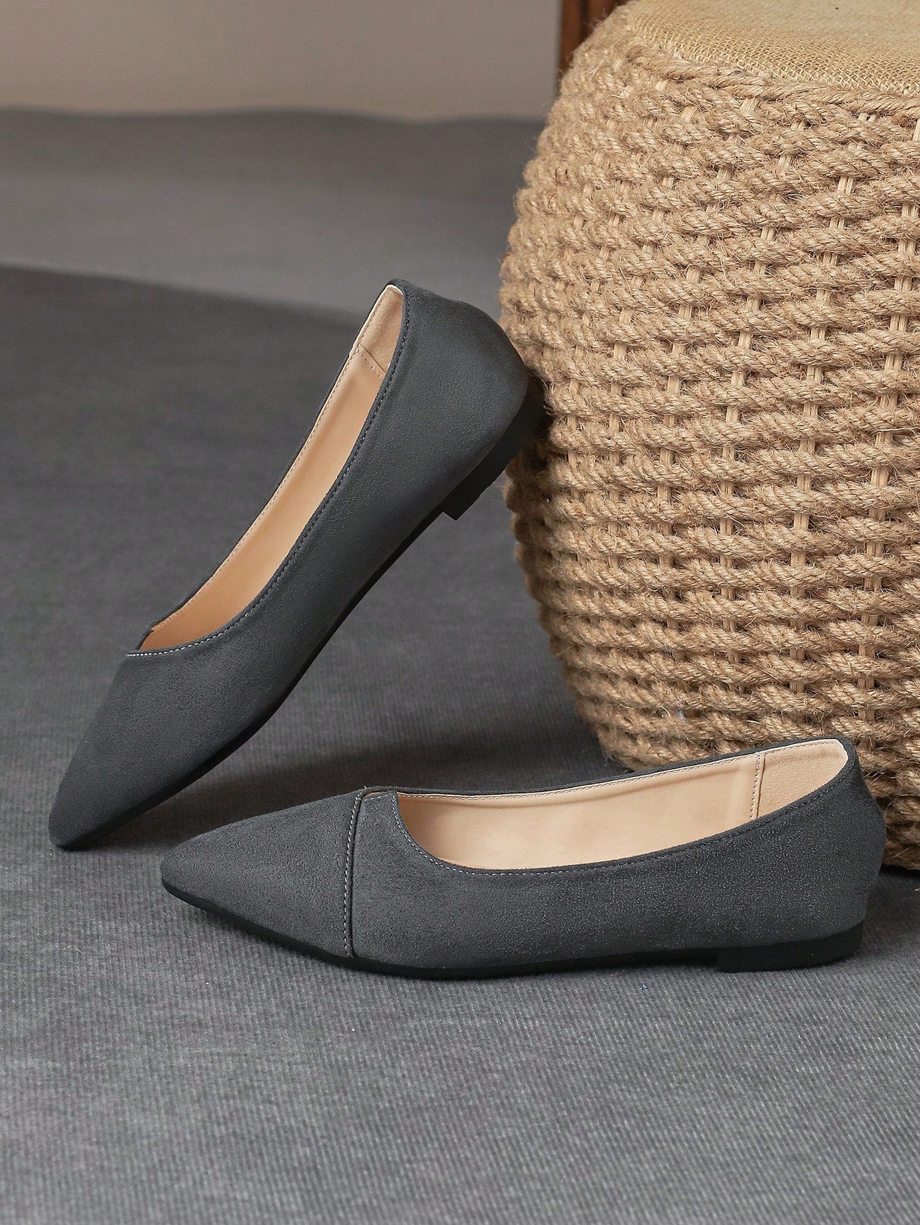 Women Shallow Mouth Soft-Bottomed Pointed Toe Flat Shoes For Autumn Seasons, Work & Office, Commuting, Blue Suede Shoes