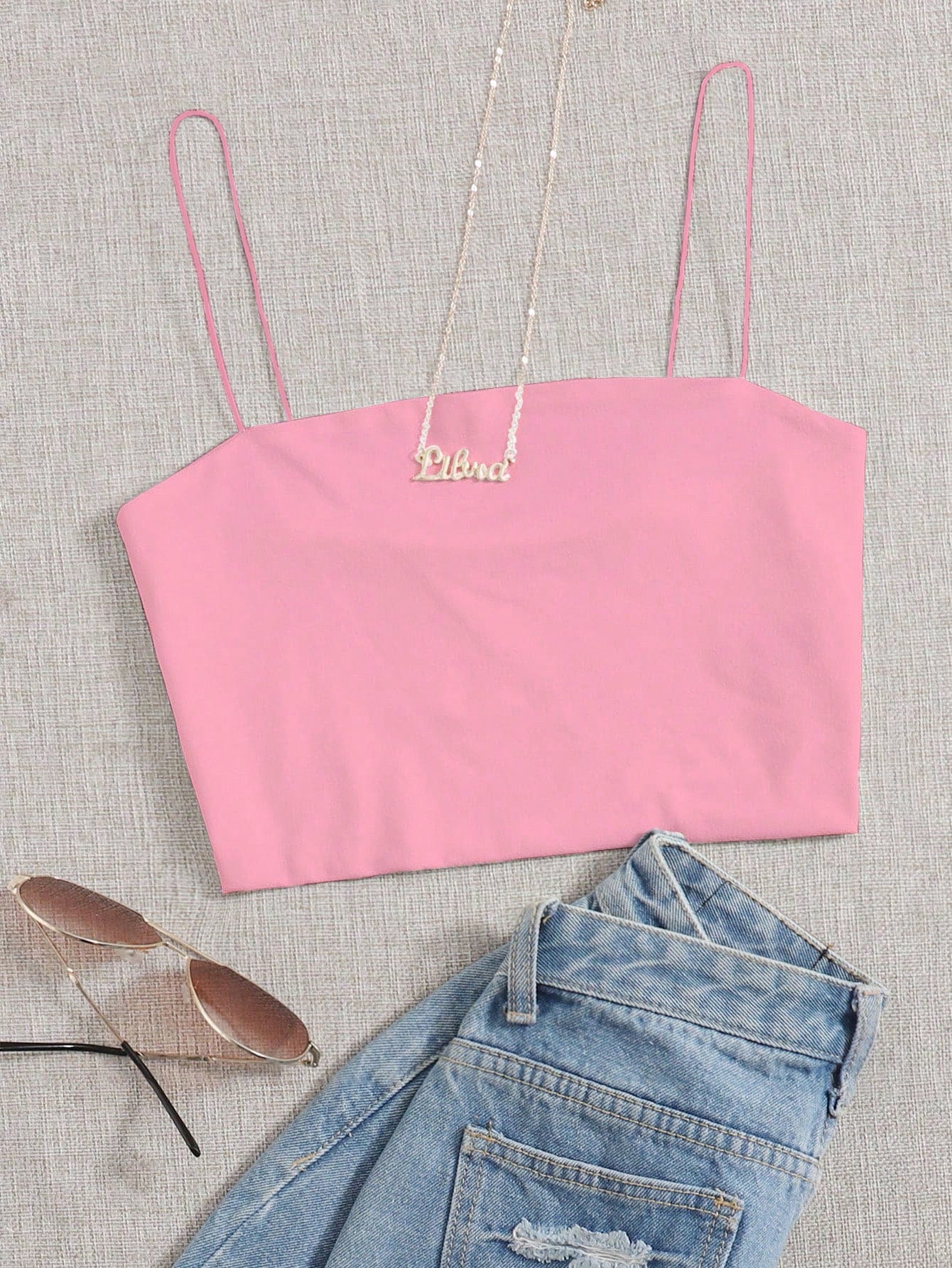 Solid Slim Cami Crop Top