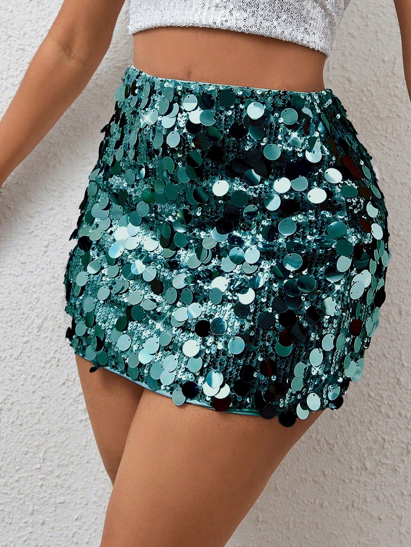 High Waist Sequin Bodycon Skirt