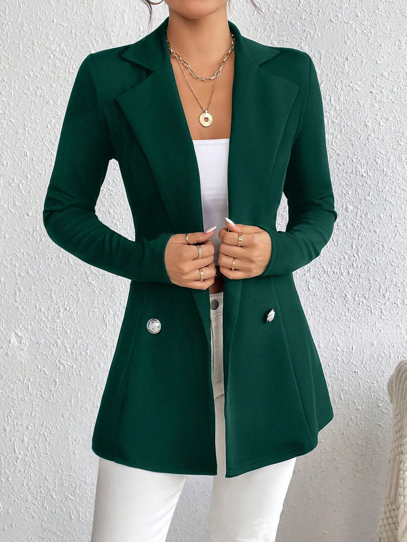 Frenchy Women's Slim Fit Long Sleeve Blazer With Lapel Collar