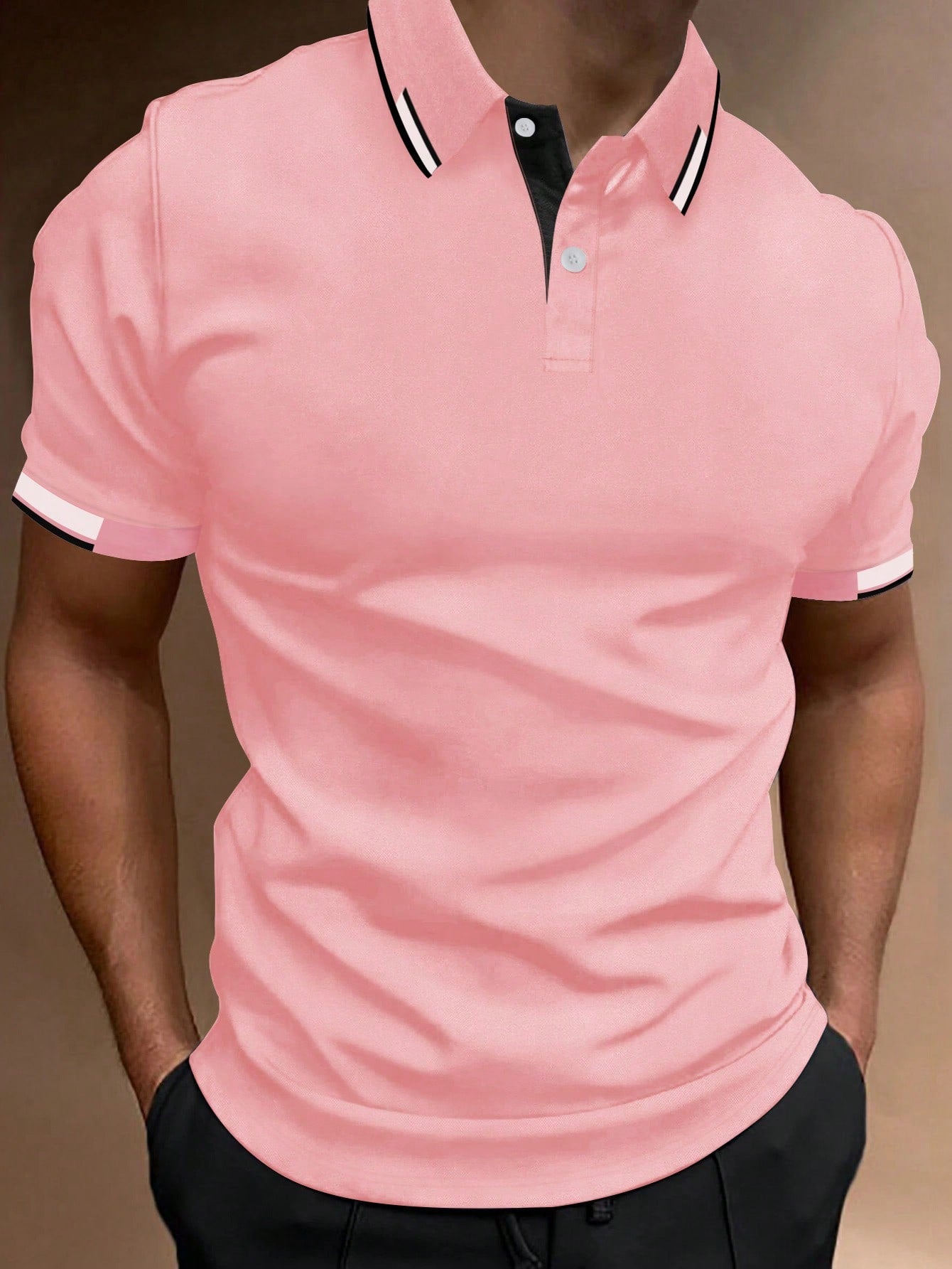 Men Striped Trim Polo Shirt