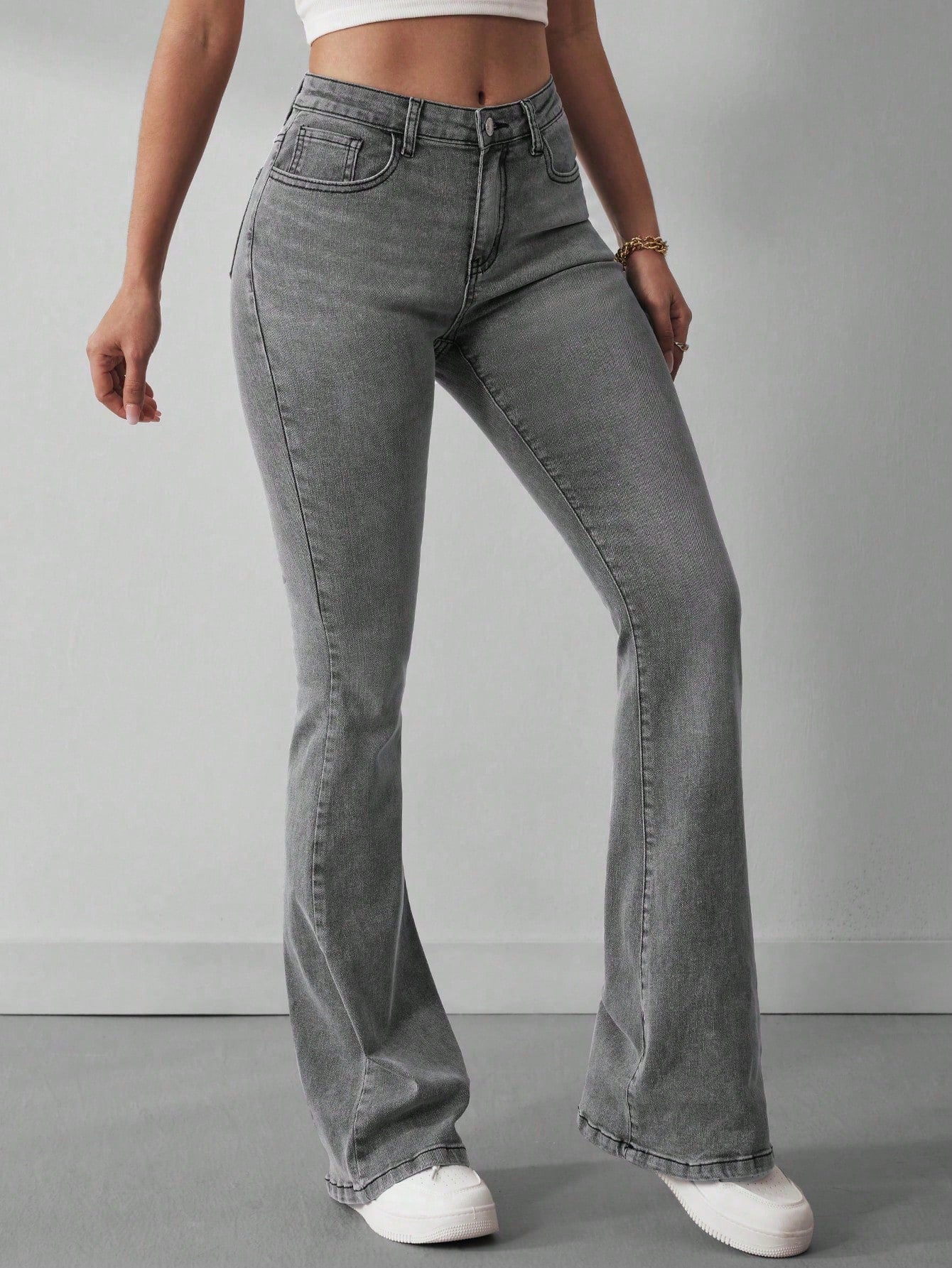 Frenchy Moustache Effect Flare Leg Jeans