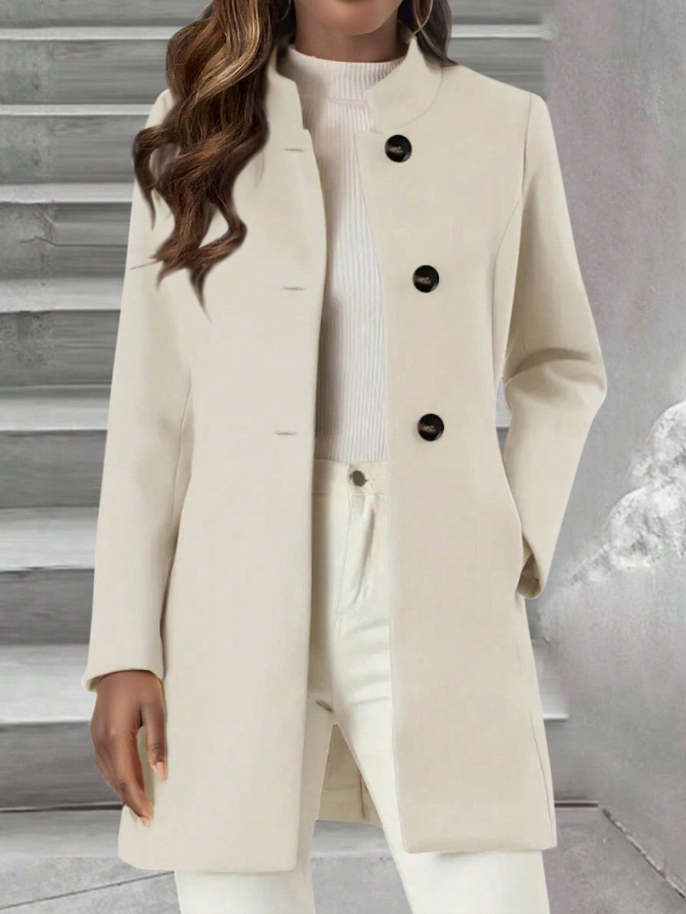 Single-Breasted Coat With Side Pockets