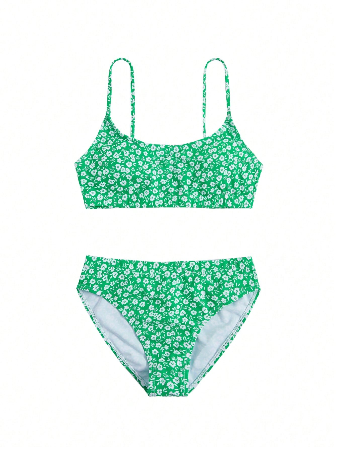 Swim Summer Beach Ditsy Floral Bikini Set Crop Cami Top & Hipster 2 Pieces Bikini