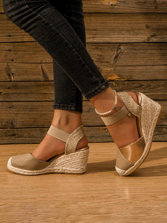 Peep Toe Espadrille Wedges For Women With Platform Soles And Ankle Strap