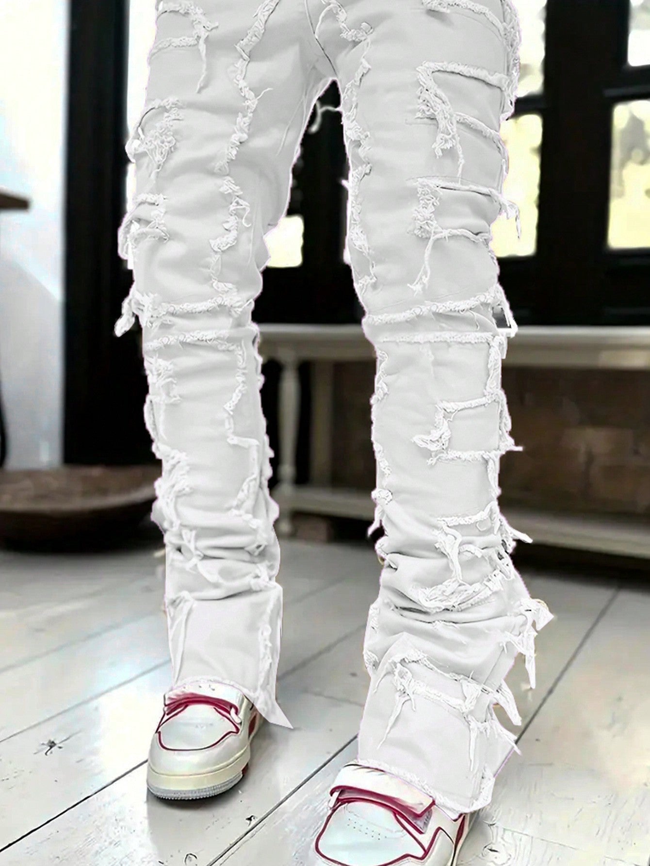 Teen Boy Camo Print Ripped Jeans