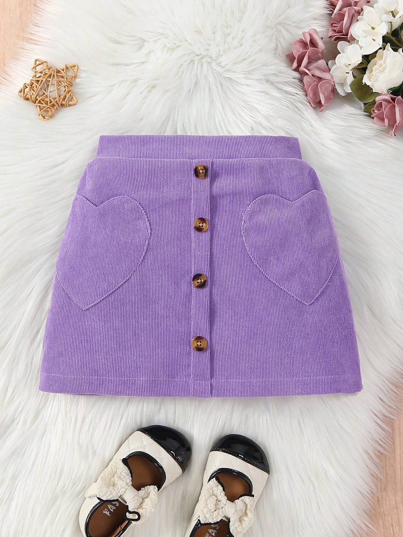 Young Girl Heart Embroidery Straight Skirt