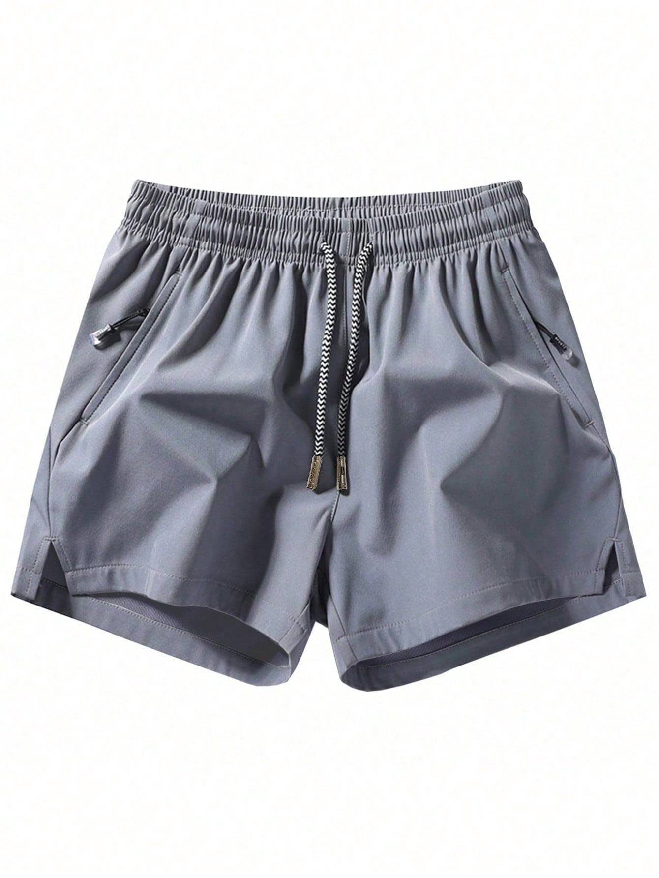 Men's Anti-Lost Zipper Pocket Drawstring Waistband Sports Shorts With Unique Design