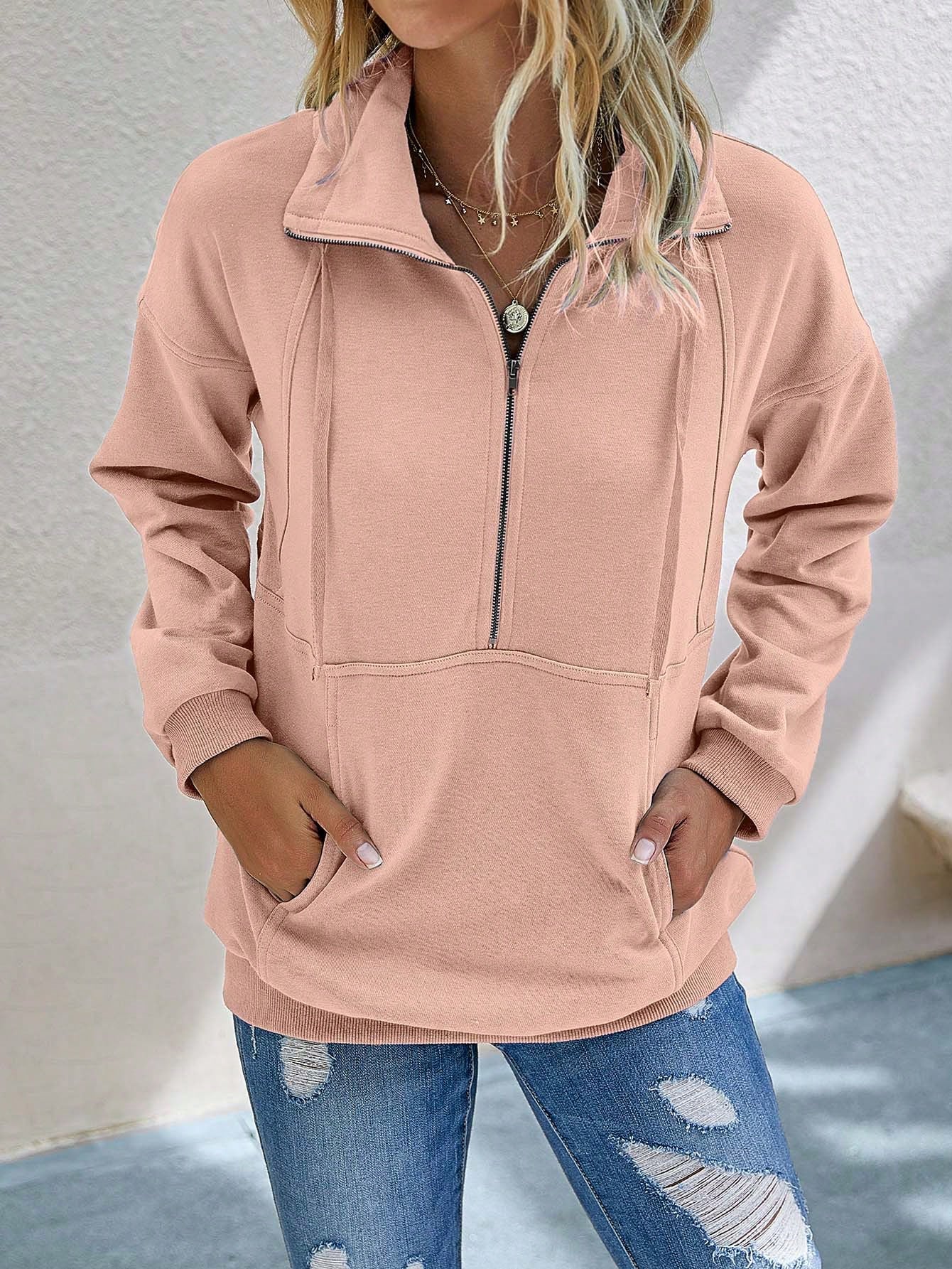 Women's Plain And Simple Long Hoodie For Daily Wear