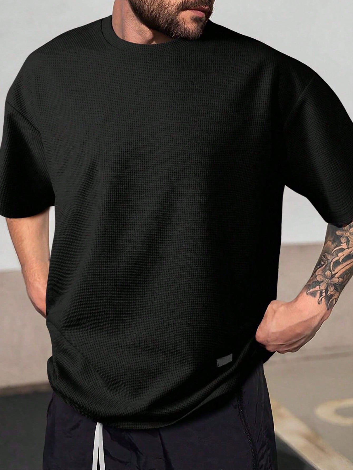 Men'S Plus Size Solid Color Short Sleeve T-Shirt