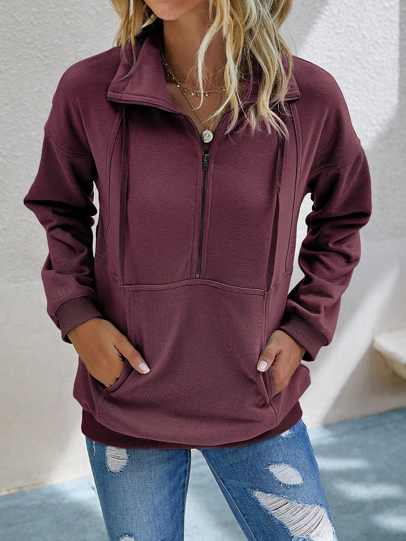 Women's Plain And Simple Long Hoodie For Daily Wear