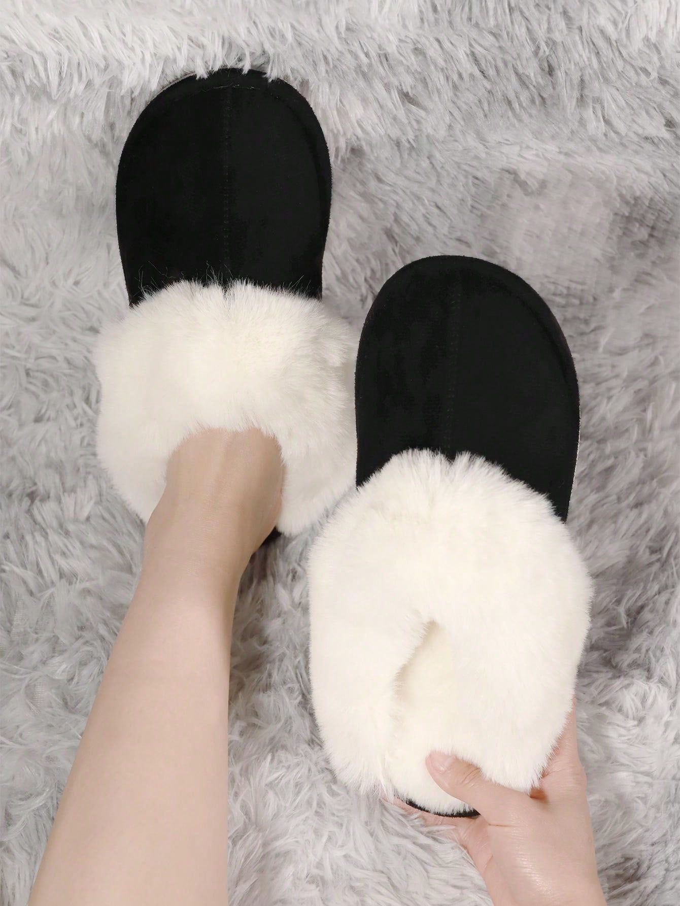 Women's Fuzzy Memory Foam Slippers Fluffy Winter House Shoes Indoor And Outdoor, Plush Bedroom Slippers, Fashionable Women Home Slippers Boots Sandals