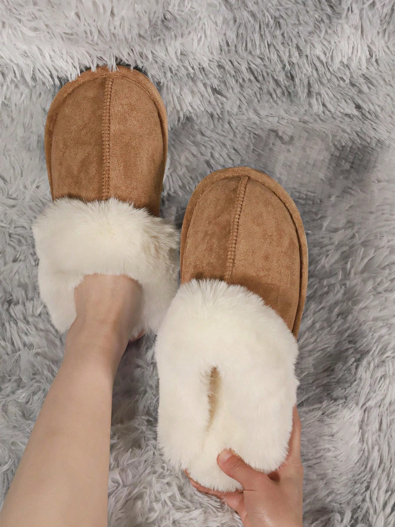 Women's Fuzzy Memory Foam Slippers Fluffy Winter House Shoes Indoor And Outdoor, Plush Bedroom Slippers, Fashionable Women Home Slippers Boots Sandals