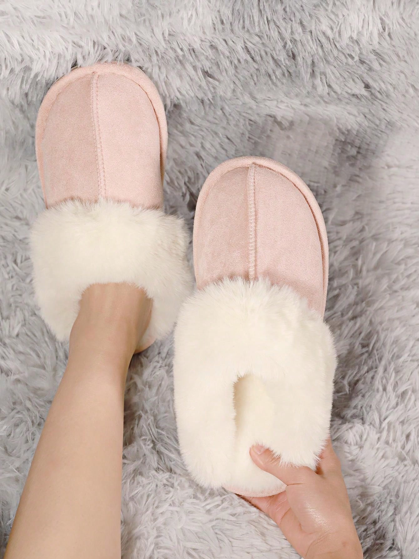 Women's Fuzzy Memory Foam Slippers Fluffy Winter House Shoes Indoor And Outdoor, Plush Bedroom Slippers, Fashionable Women Home Slippers Boots Sandals