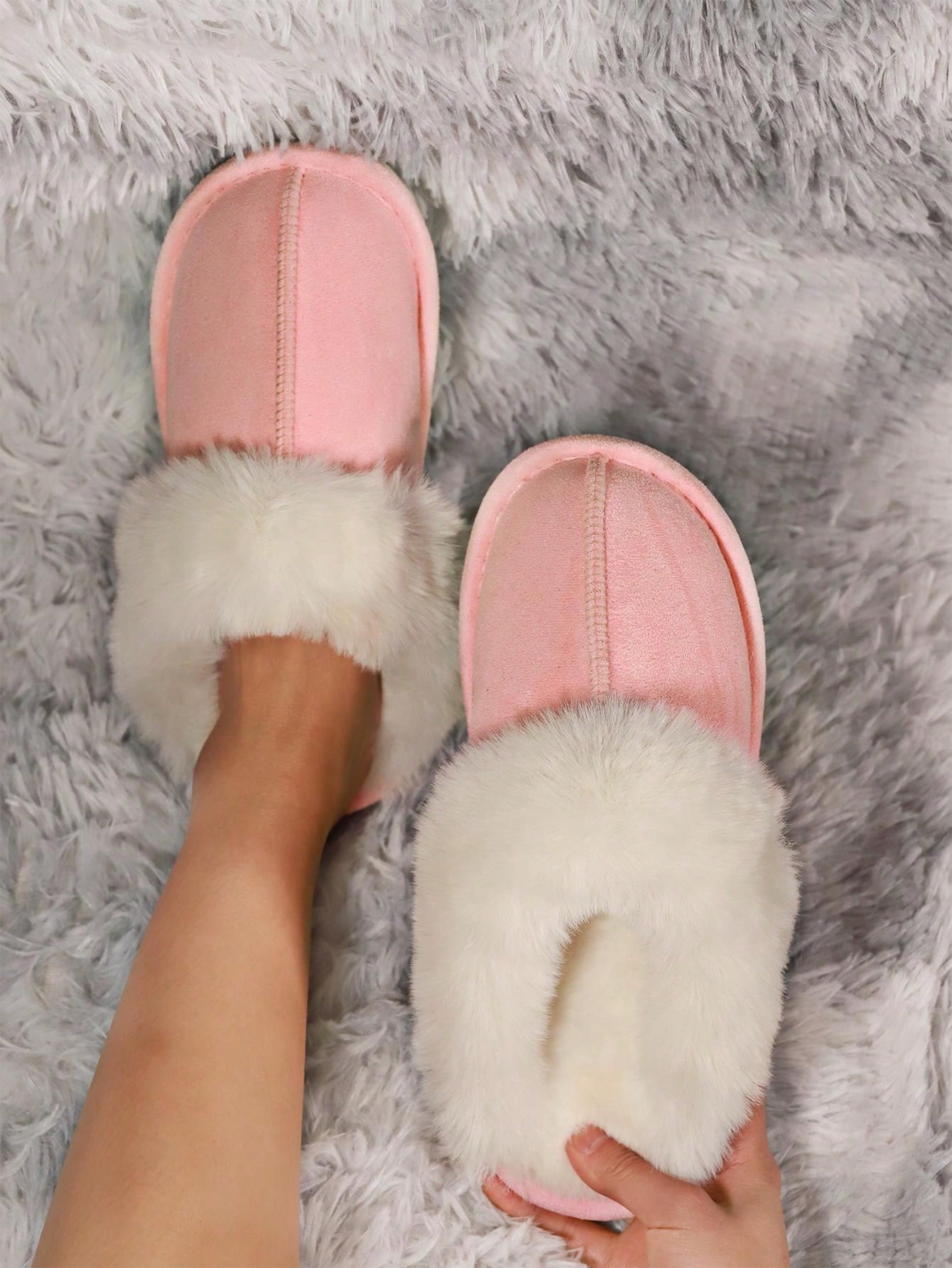 Women's Fuzzy Memory Foam Slippers Fluffy Winter House Shoes Indoor And Outdoor, Plush Bedroom Slippers, Fashionable Women Home Slippers Boots Sandals