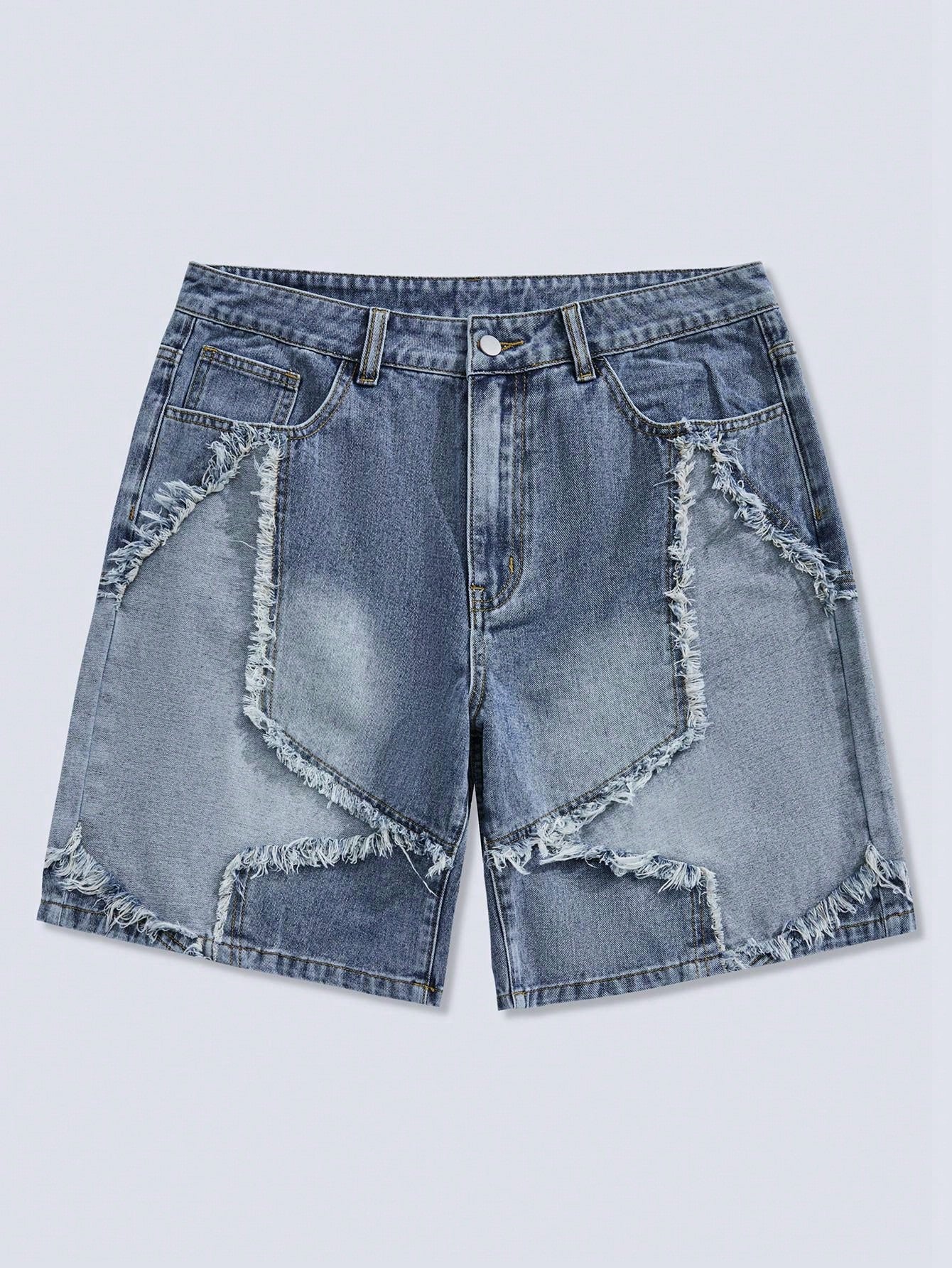 Street Life Men's Frayed Hem Denim Shorts With Pockets