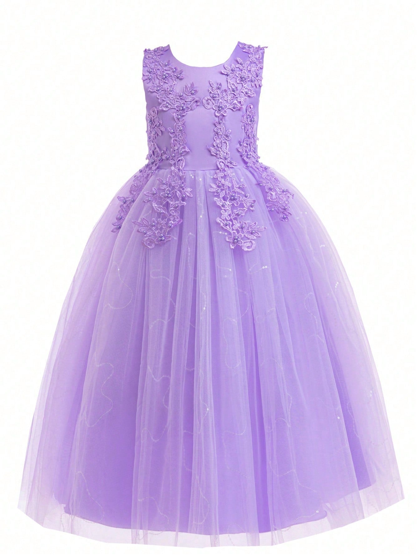 Tween Girl Lace Wedding Party Princess Pageant Evening Dress Gown