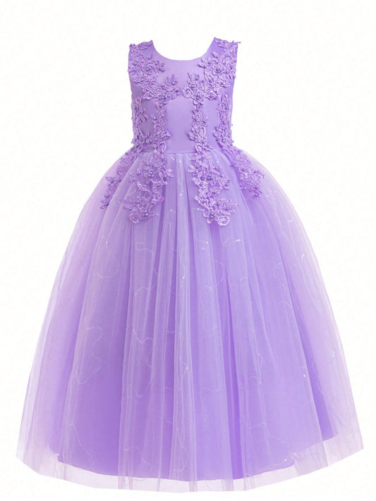 Tween Girls' Lace Bridesmaid Dress, Kids Wedding Party Prom Dress, Beauty Pageant Evening Gown