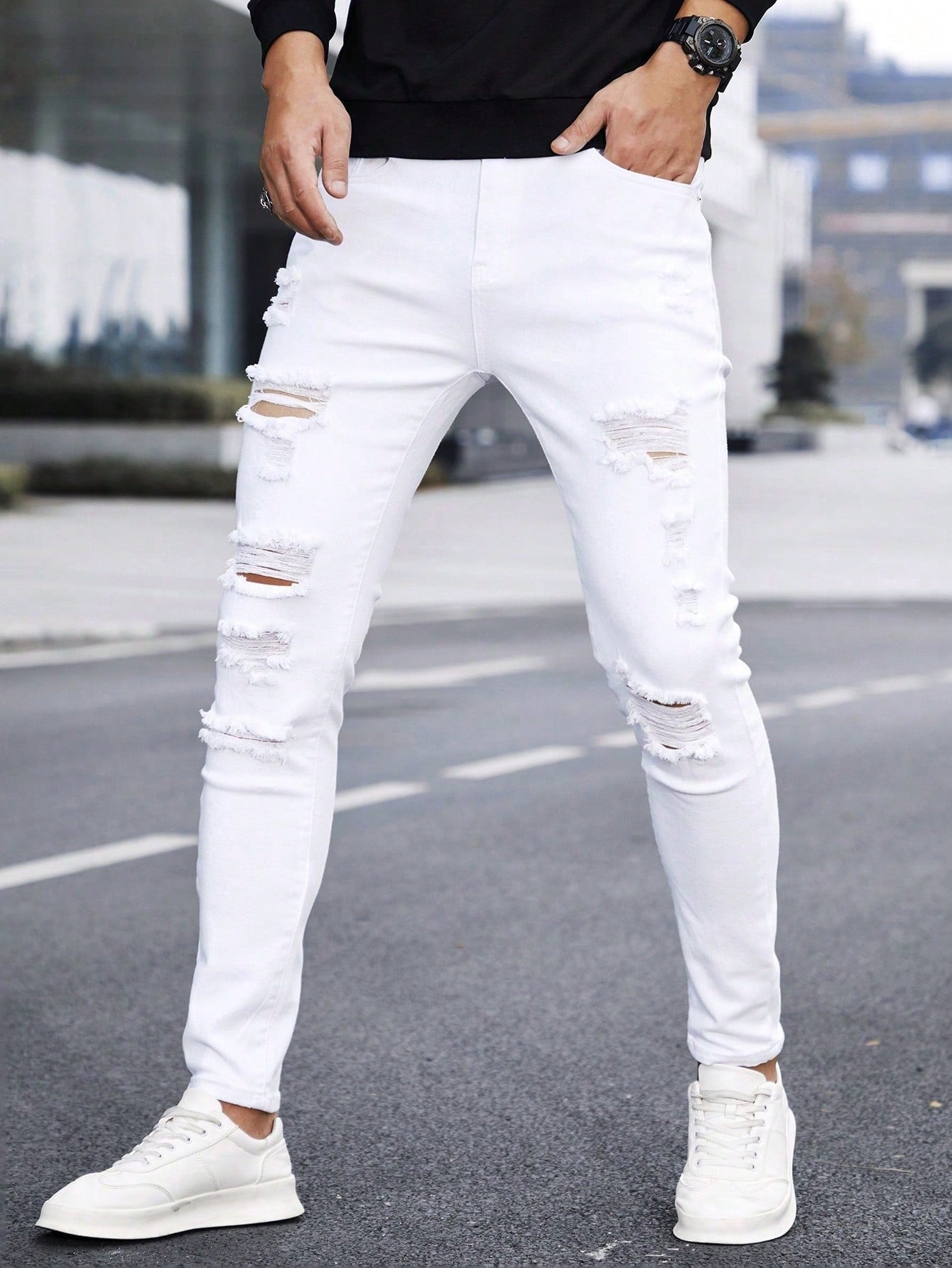 Men'S Plus Size Distressed Skinny Jeans