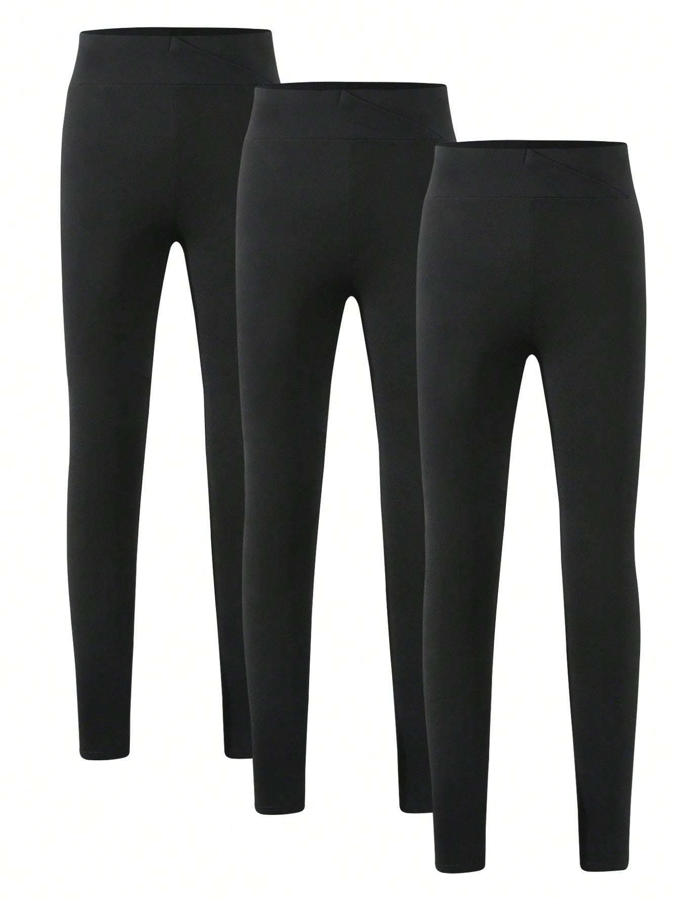 Tween Girls' Simple Solid Color 3pcs Black Leggings Set