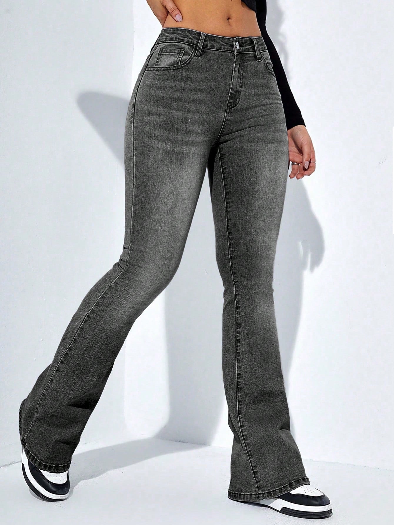 Frenchy Slant Pocket Flare Leg Jeans