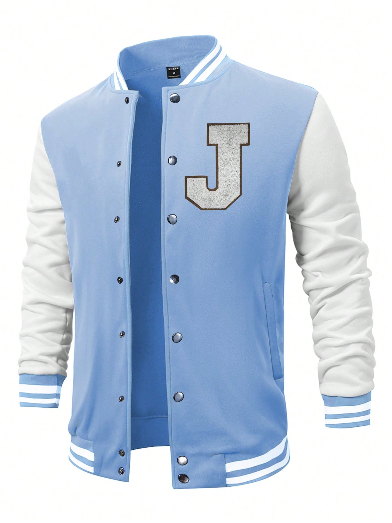 Men's Color Blocking Letter Printed Baseball Jacket