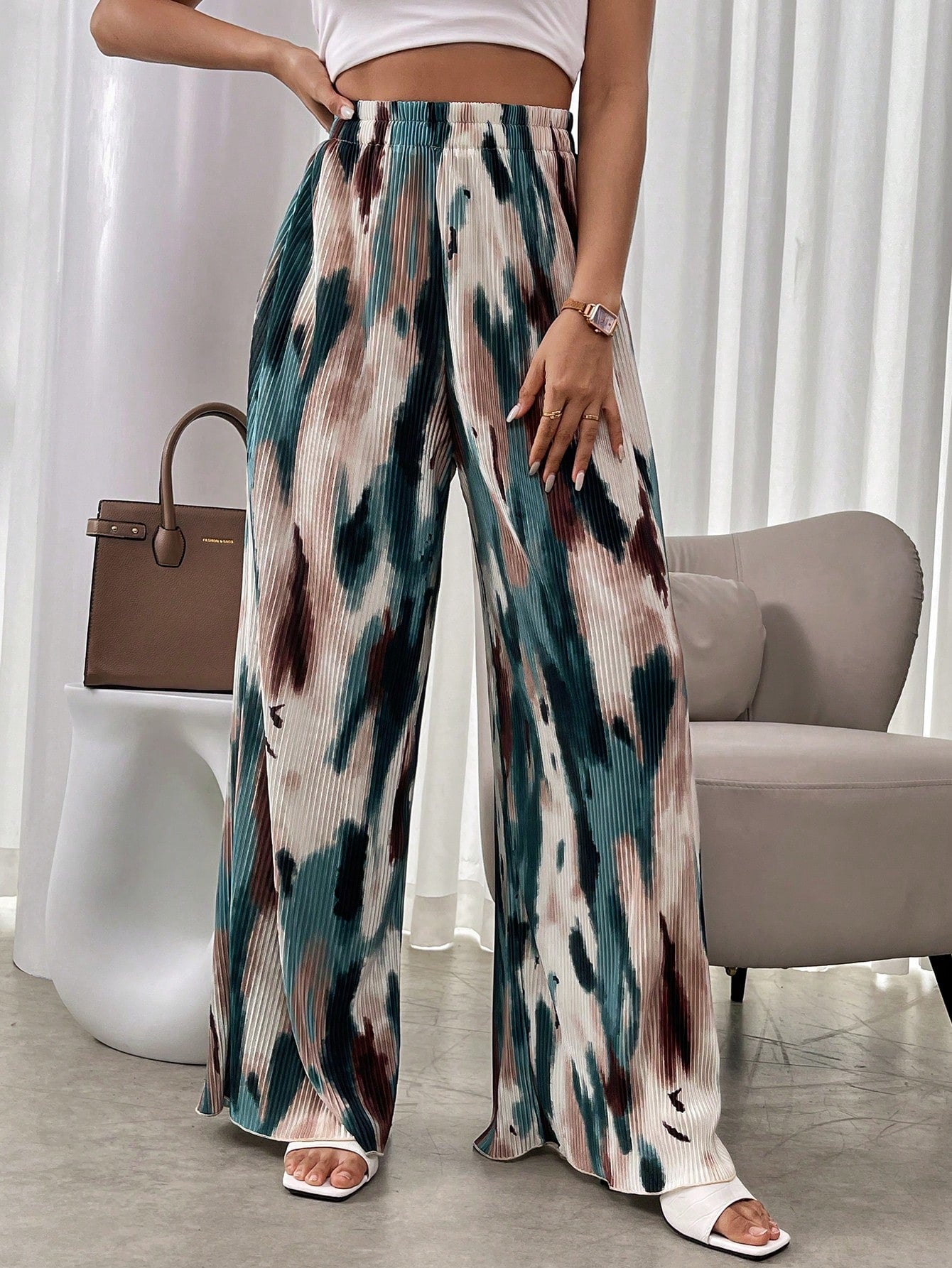 Frenchy Tie-Dye Wide Leg Casual Pants