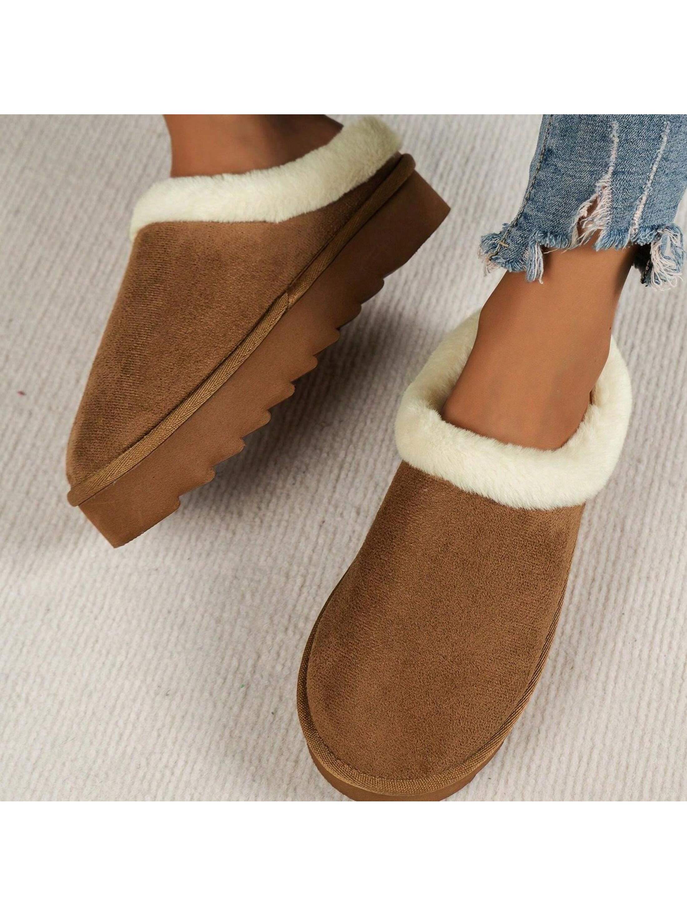 Women'S Soft Fuzzy Slippers Fluffy Winter House Shoes Indoor And Outdoor Short Ankle Boots