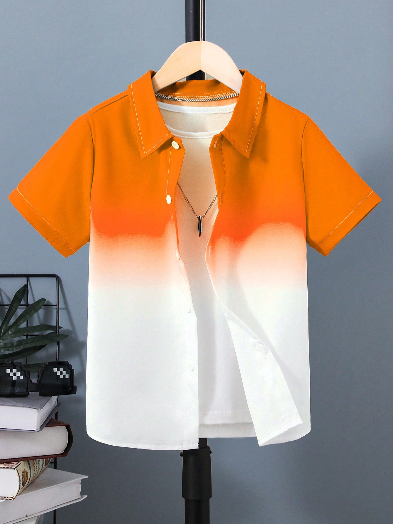 Tween Boy Ombre Button Front Shirt Without Tee