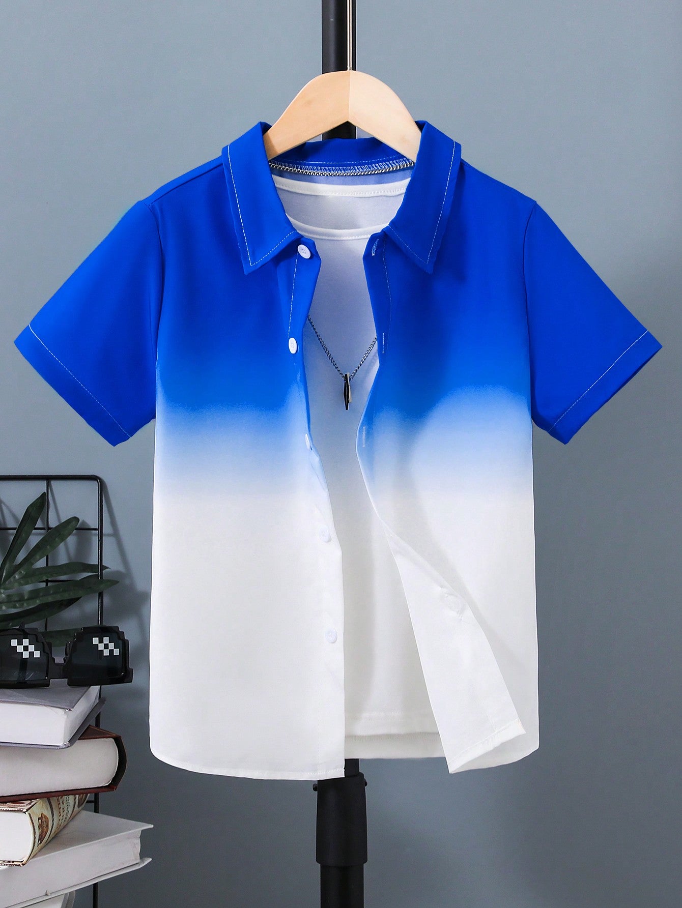 Tween Boy Ombre Button Front Shirt Without Tee