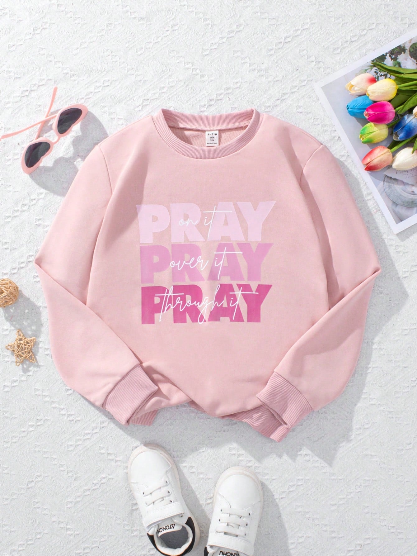 Tween Girl Slogan Graphic Sweatshirt