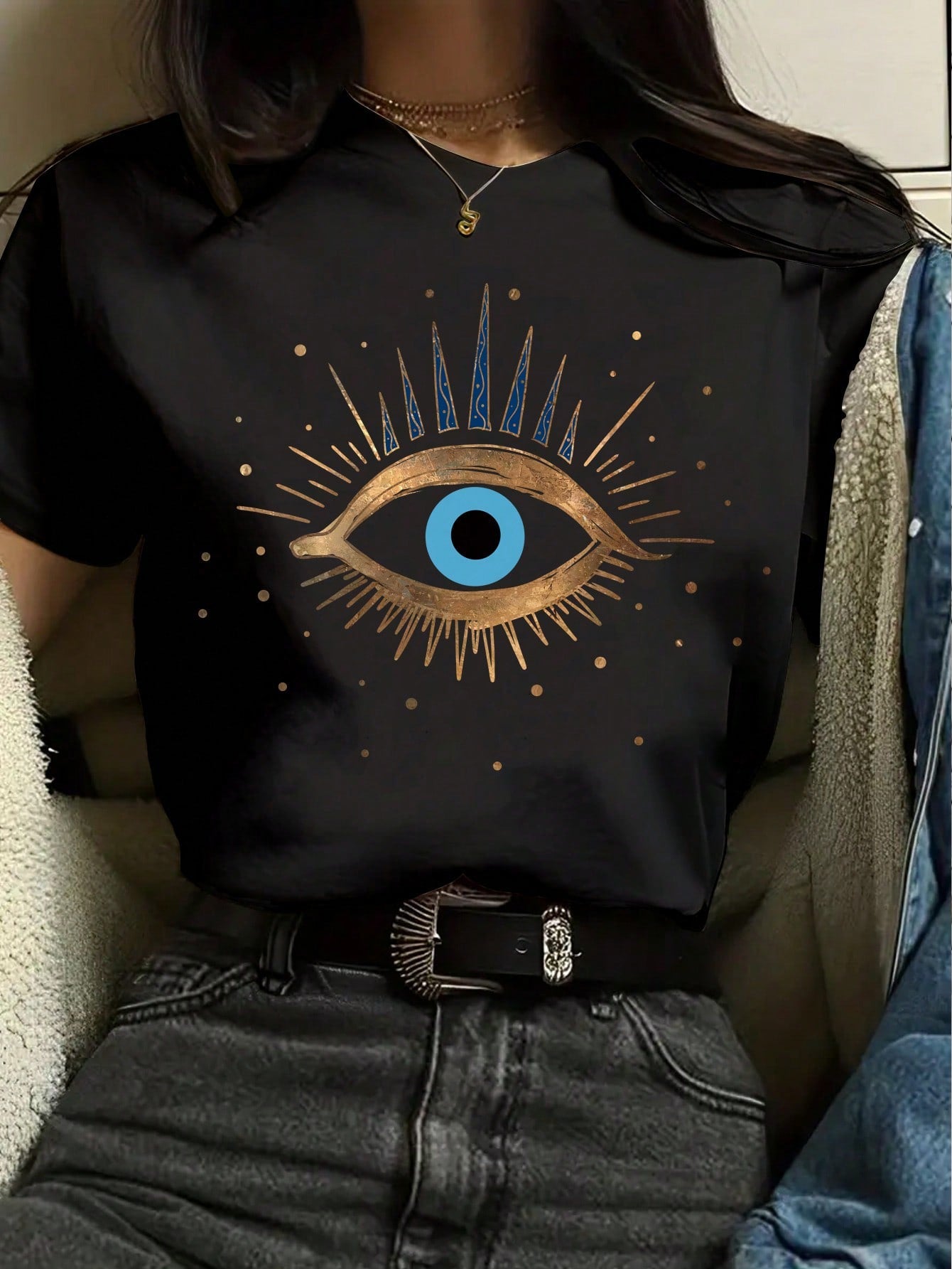 Women's Eye Print Short Sleeve T-Shirt