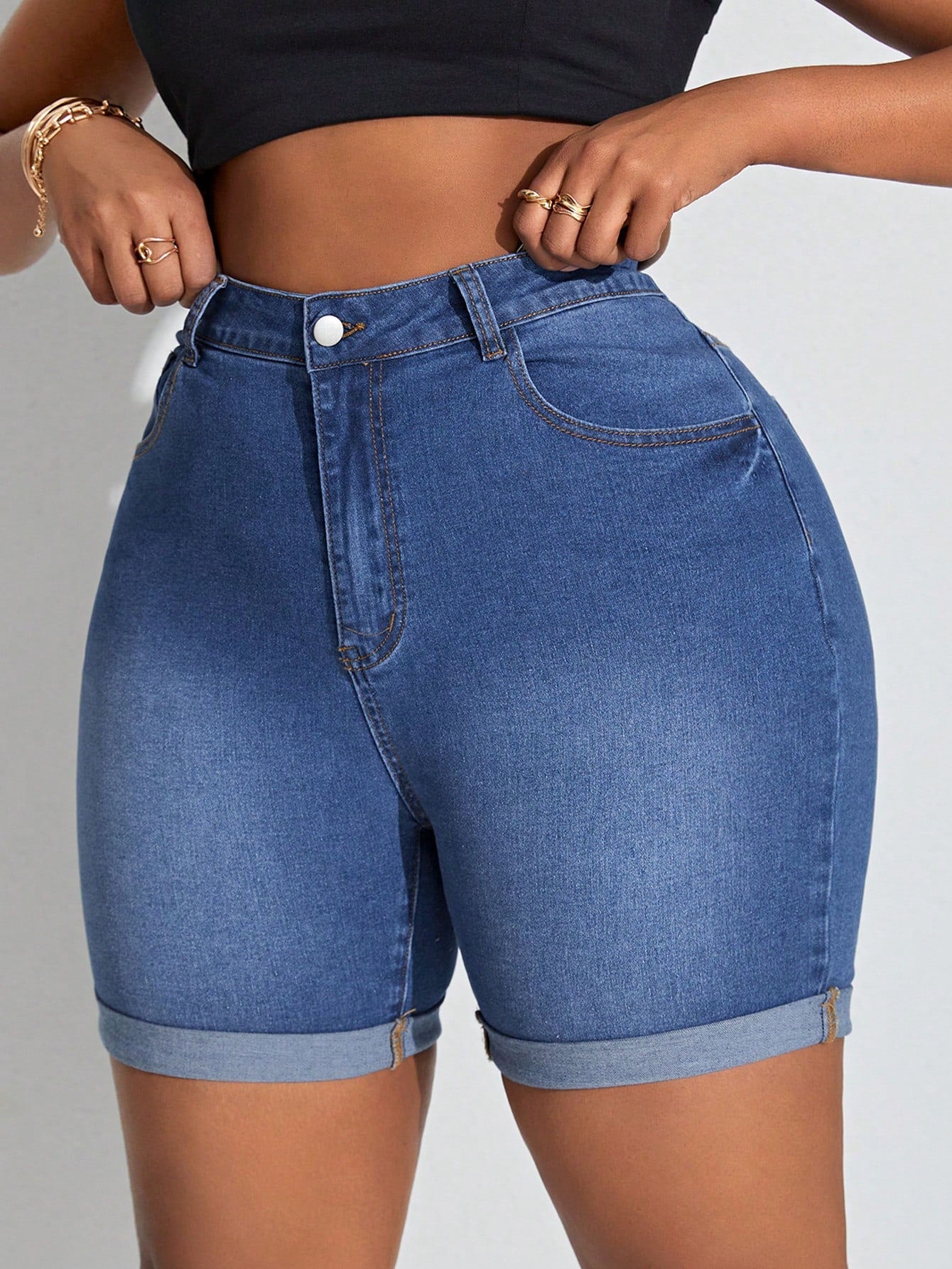 Plus Size Stretchy Skinny Denim Shorts