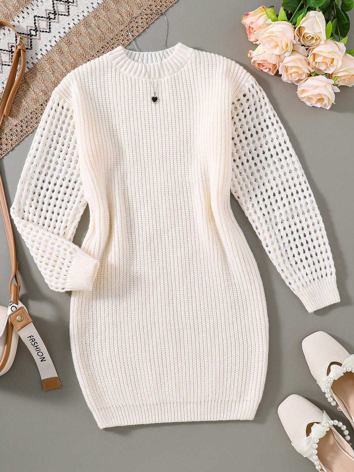 Tween Girls' Simple & Fashionable Knitted Sweater Dress