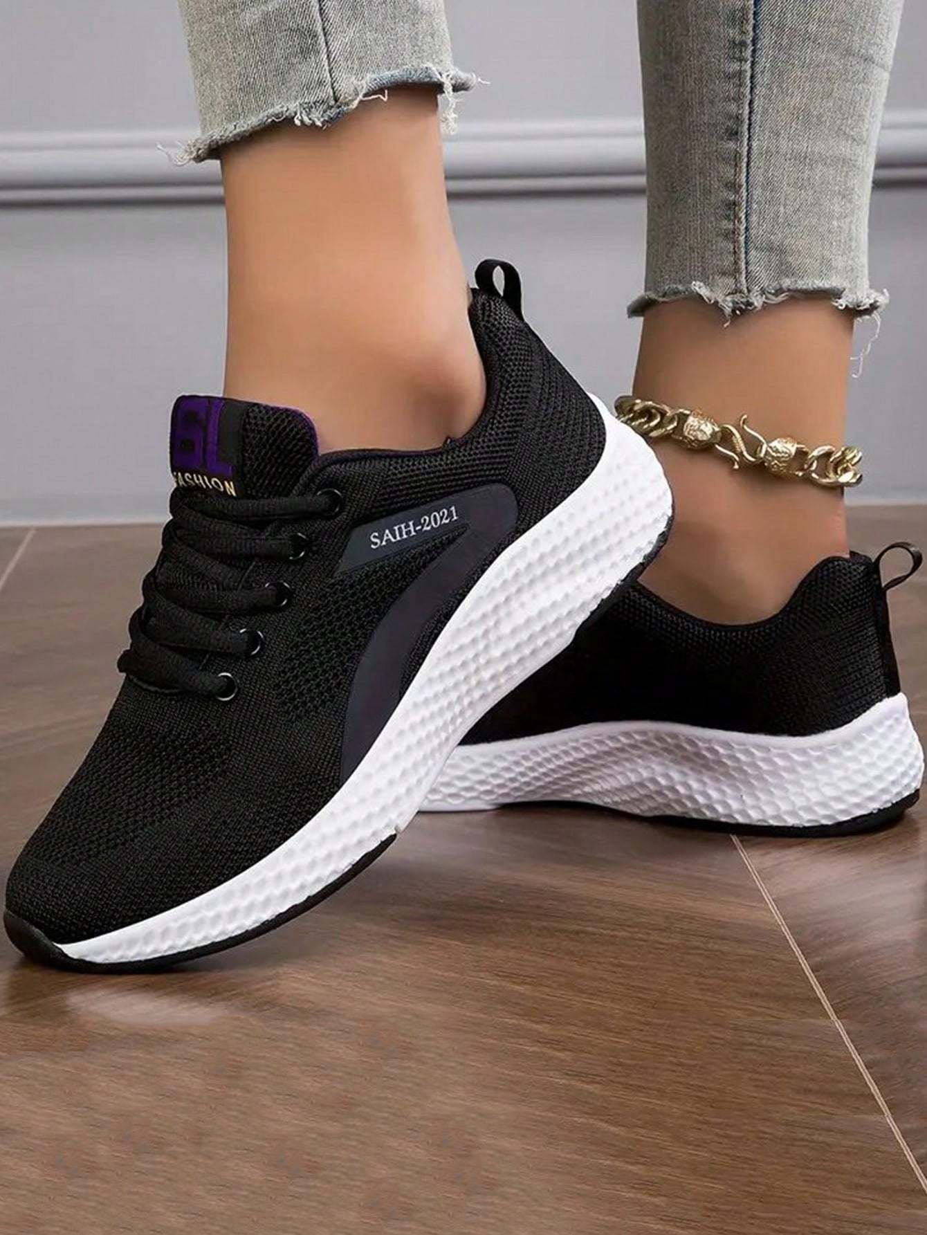 Casual Sports Shoes,Women's lightweight and simple solid color low-top sports shoes, women's casual breathable woven women's shoes