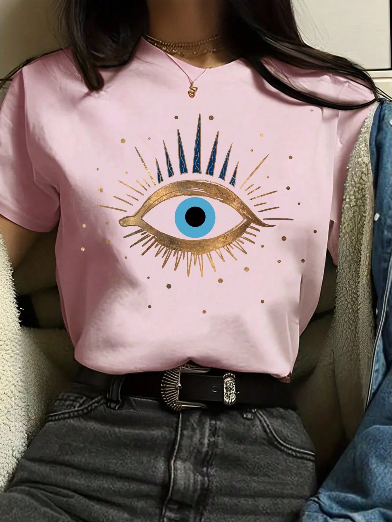 Women's Eye Print Short Sleeve T-Shirt