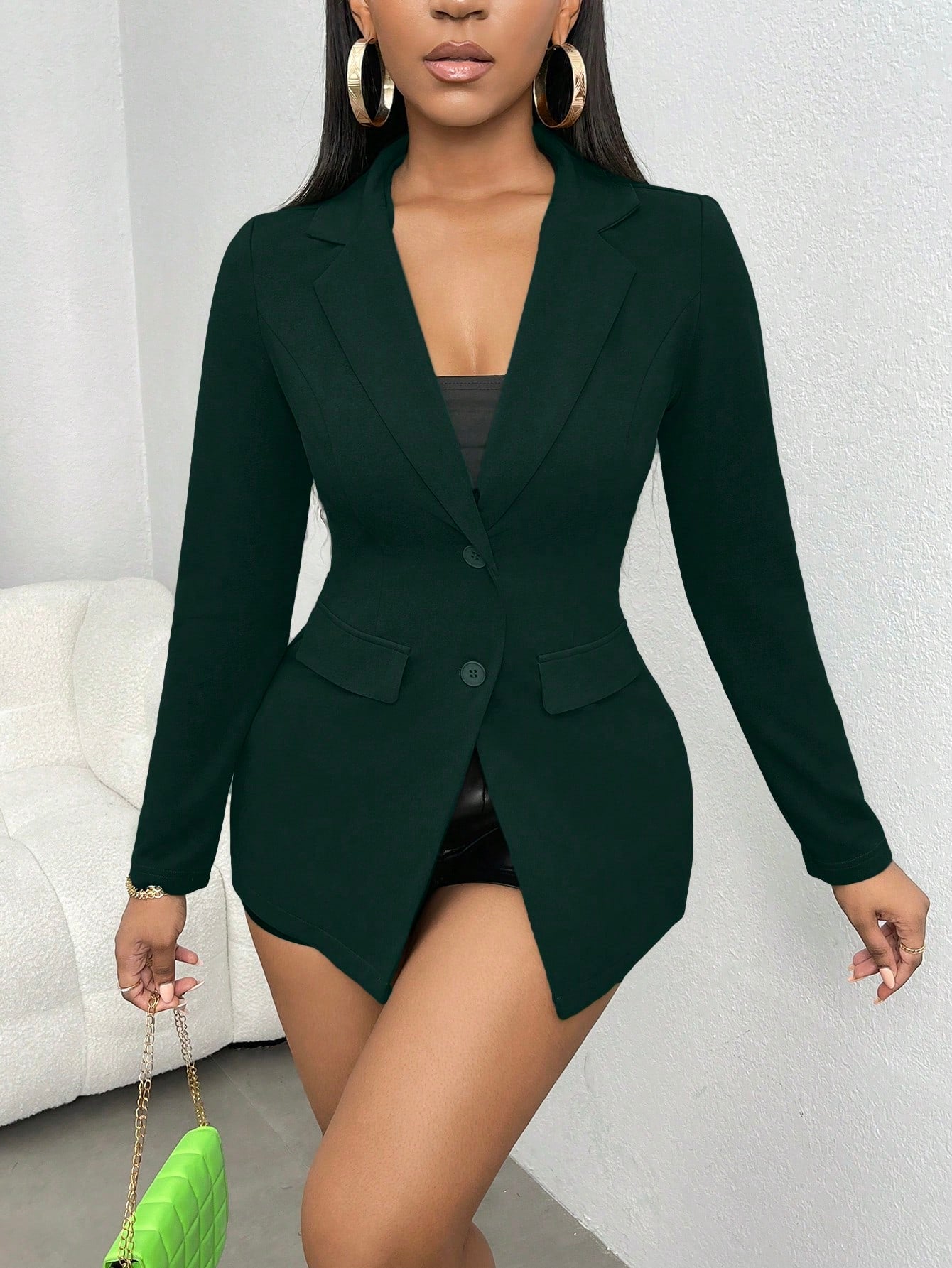 Solid Color Turndown Collar Casual Blazer