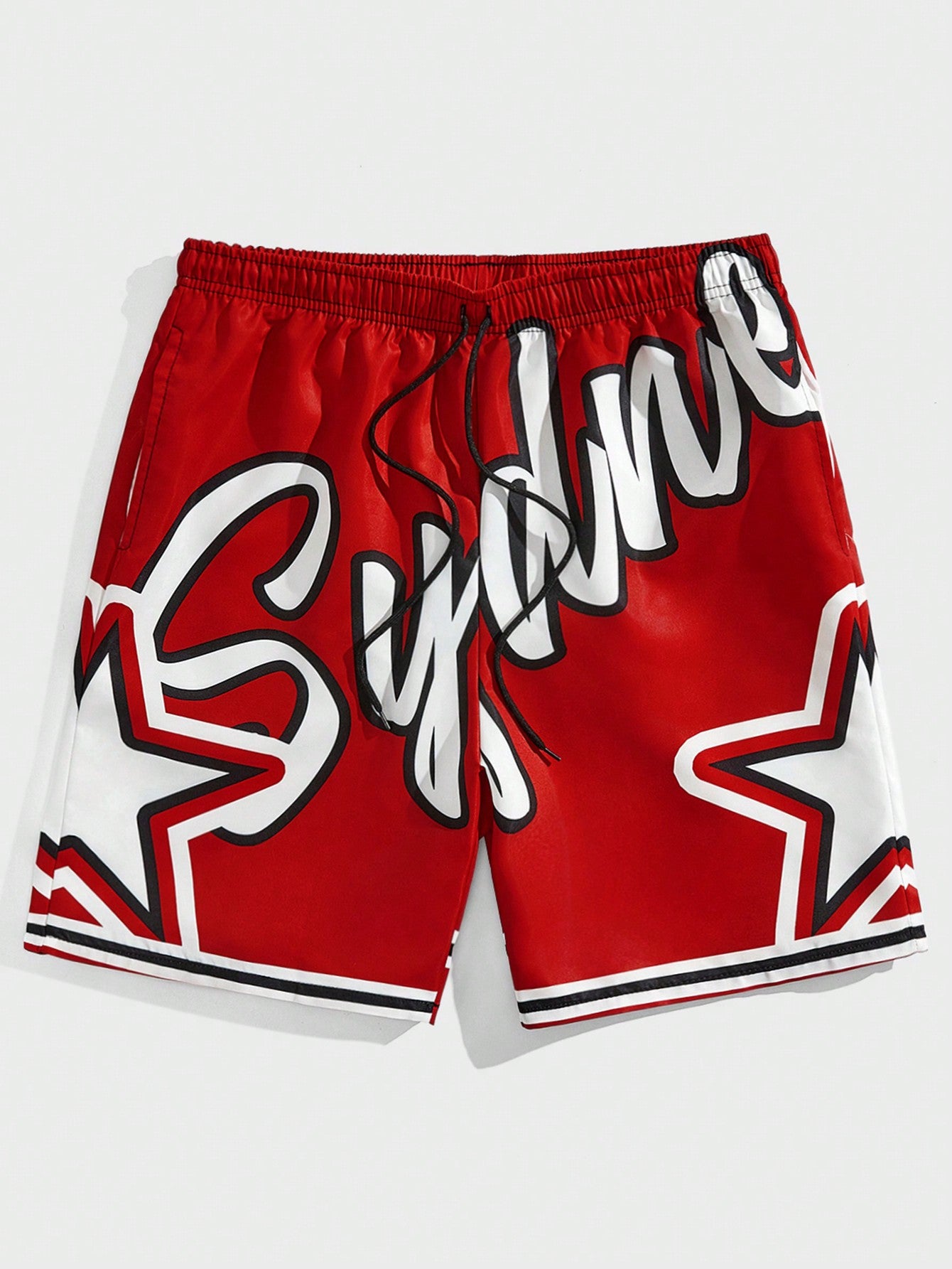 Men'S Letter & Star Print Basketball Shorts