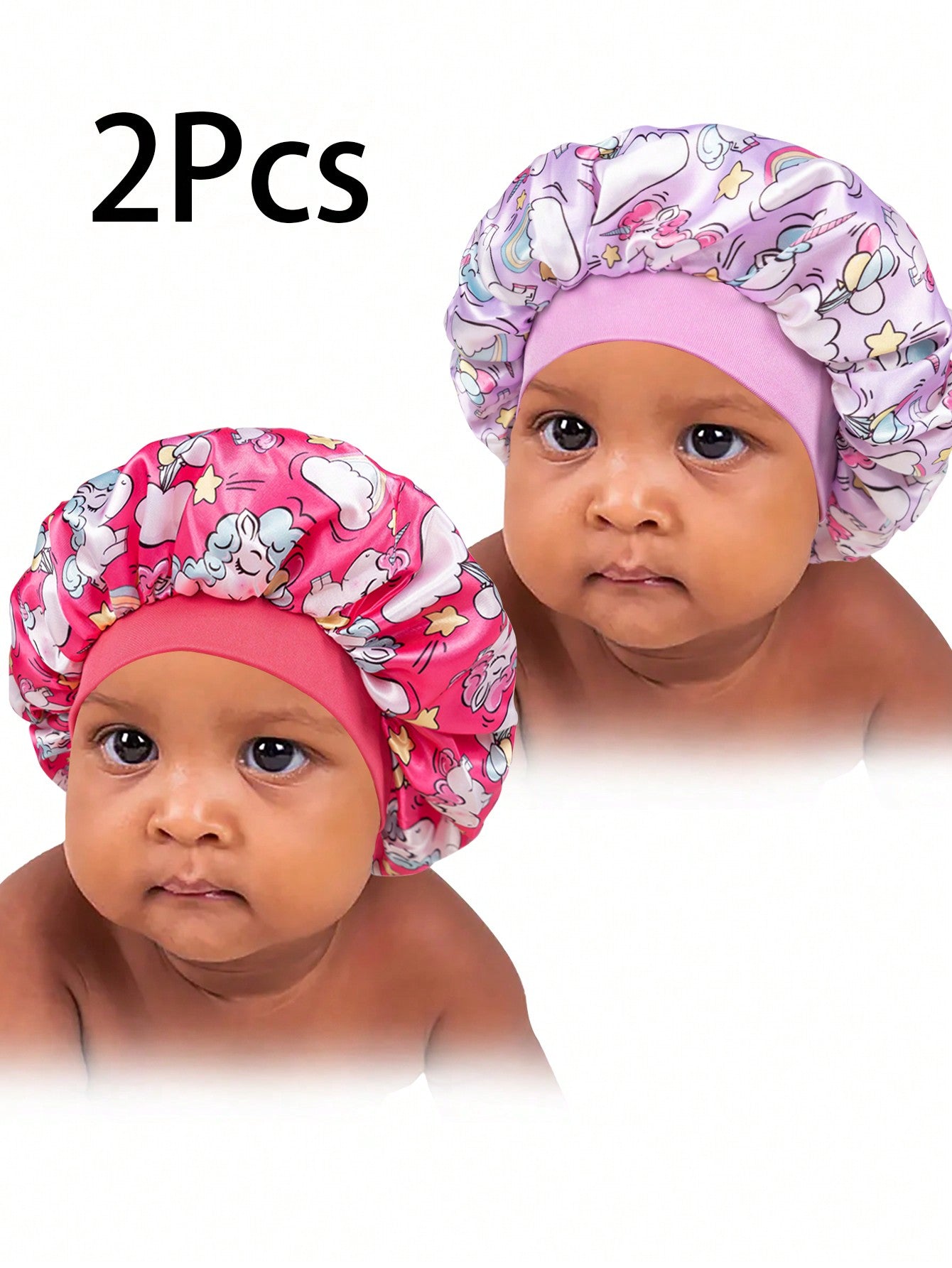 3pcs Kids' Bonnet Hat Set, Elastic & Printed & Comfortable Headwear