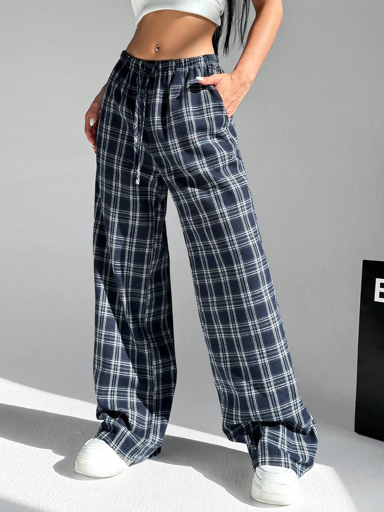 Women'S Plaid Trousers With Pockets