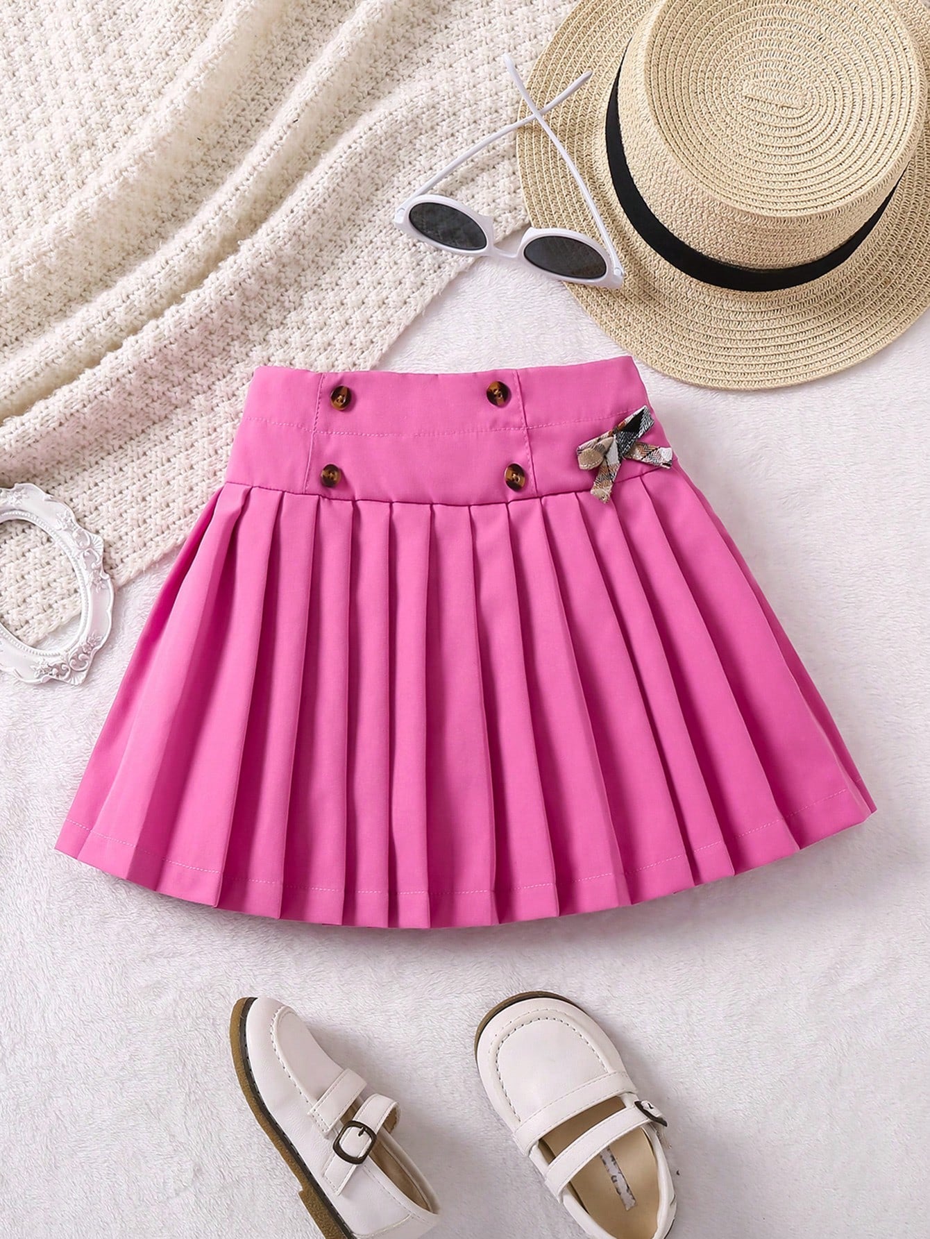 Young Girl Bow Front Pleated Skirt