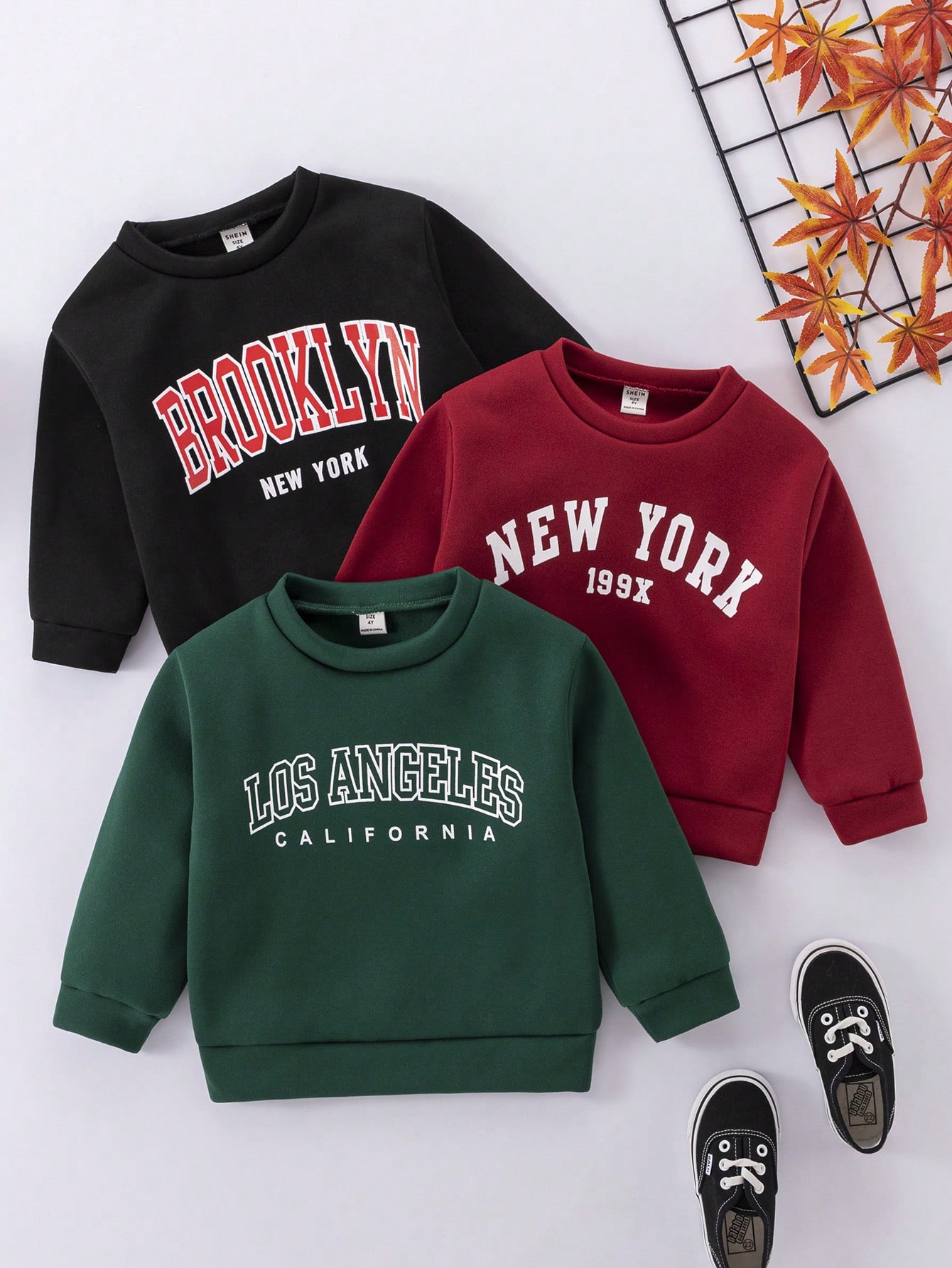 Young Boy 3pcs/Set Casual Letter Print Fleece Sweatshirt For Daily Wear In Autumn/Winter