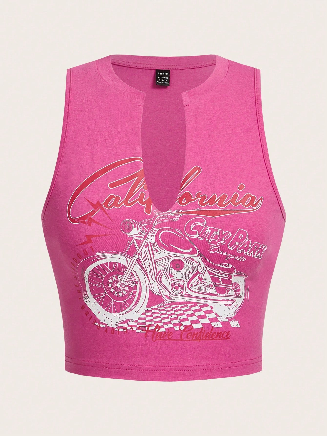 Coolane Motorcycle Style Tank Top For Summer With Letter Print And Notched Collar California CITY PARK ENJOY BEING THE STAND OUT Have Confidence