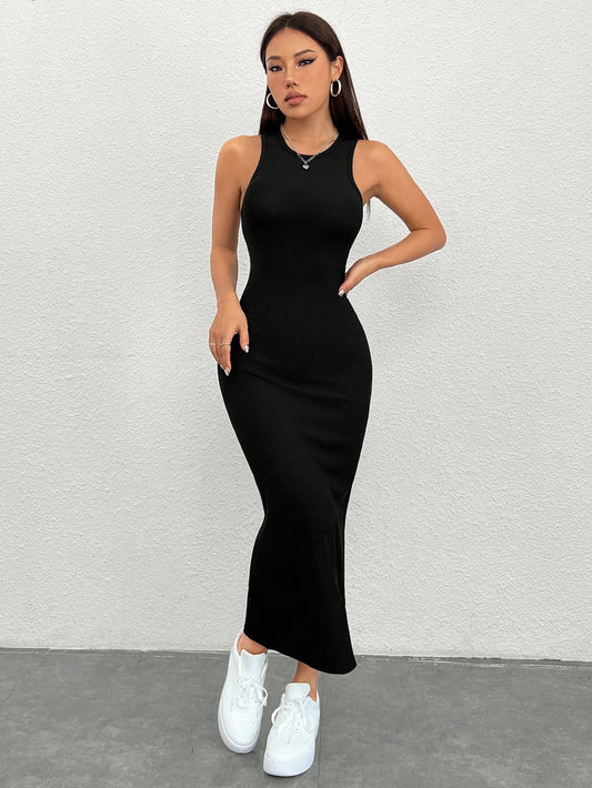 Women'S Round Neck Sleeveless Dress